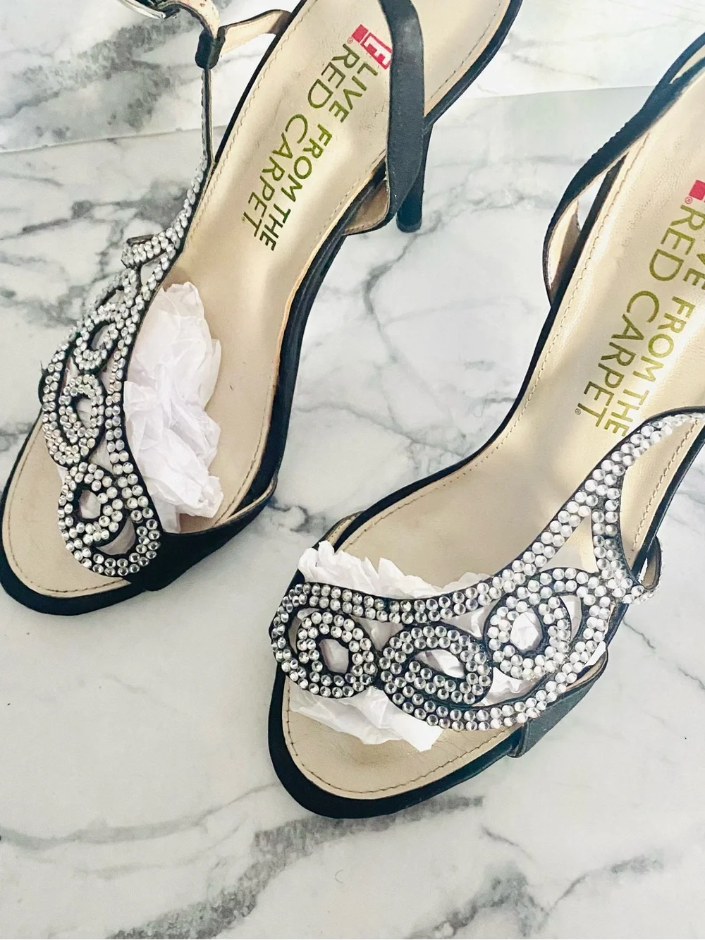 💕Pretty Black Crystal Embellished Heels SZ 8.5